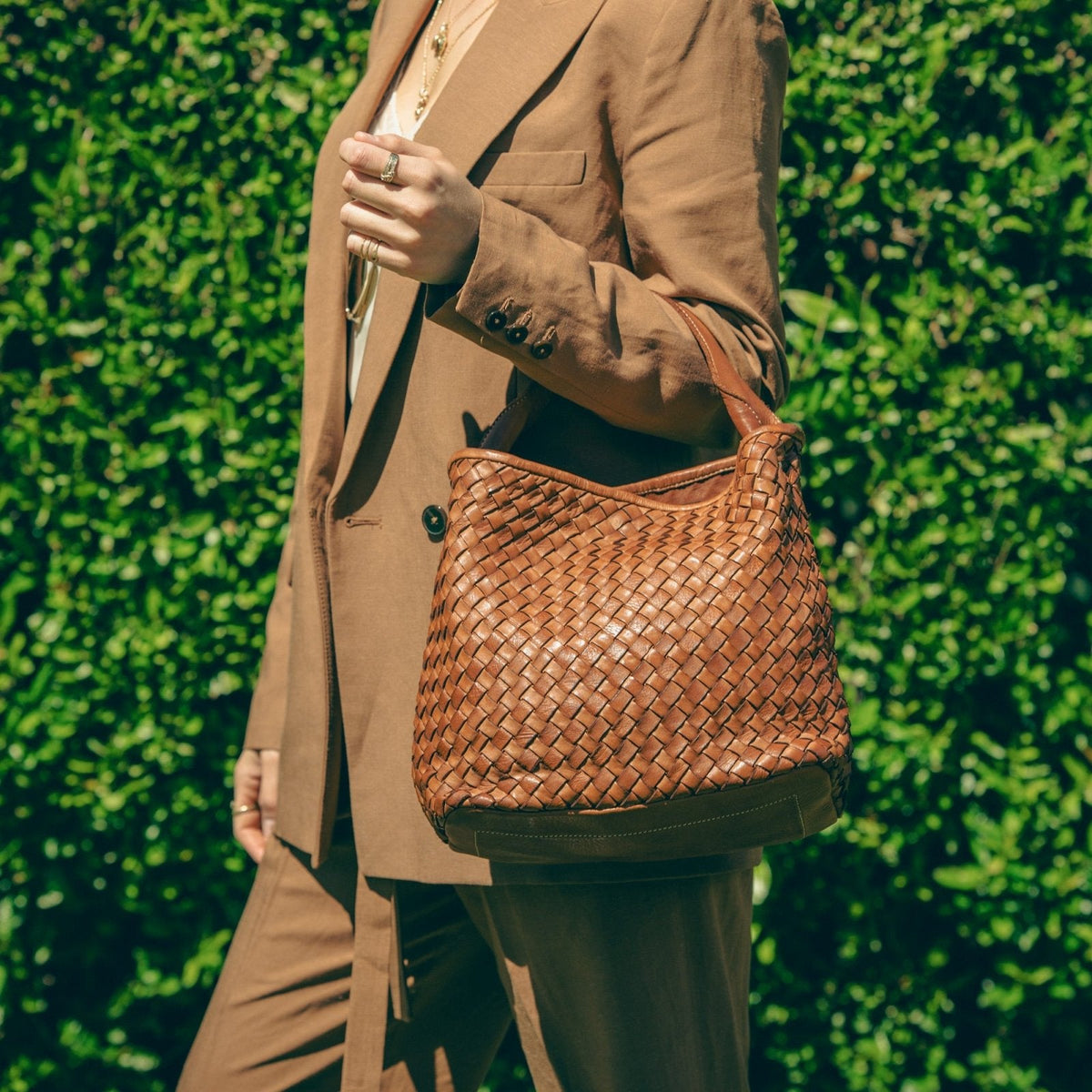 Borsa Sibilla Maxi in pelle intrecciata