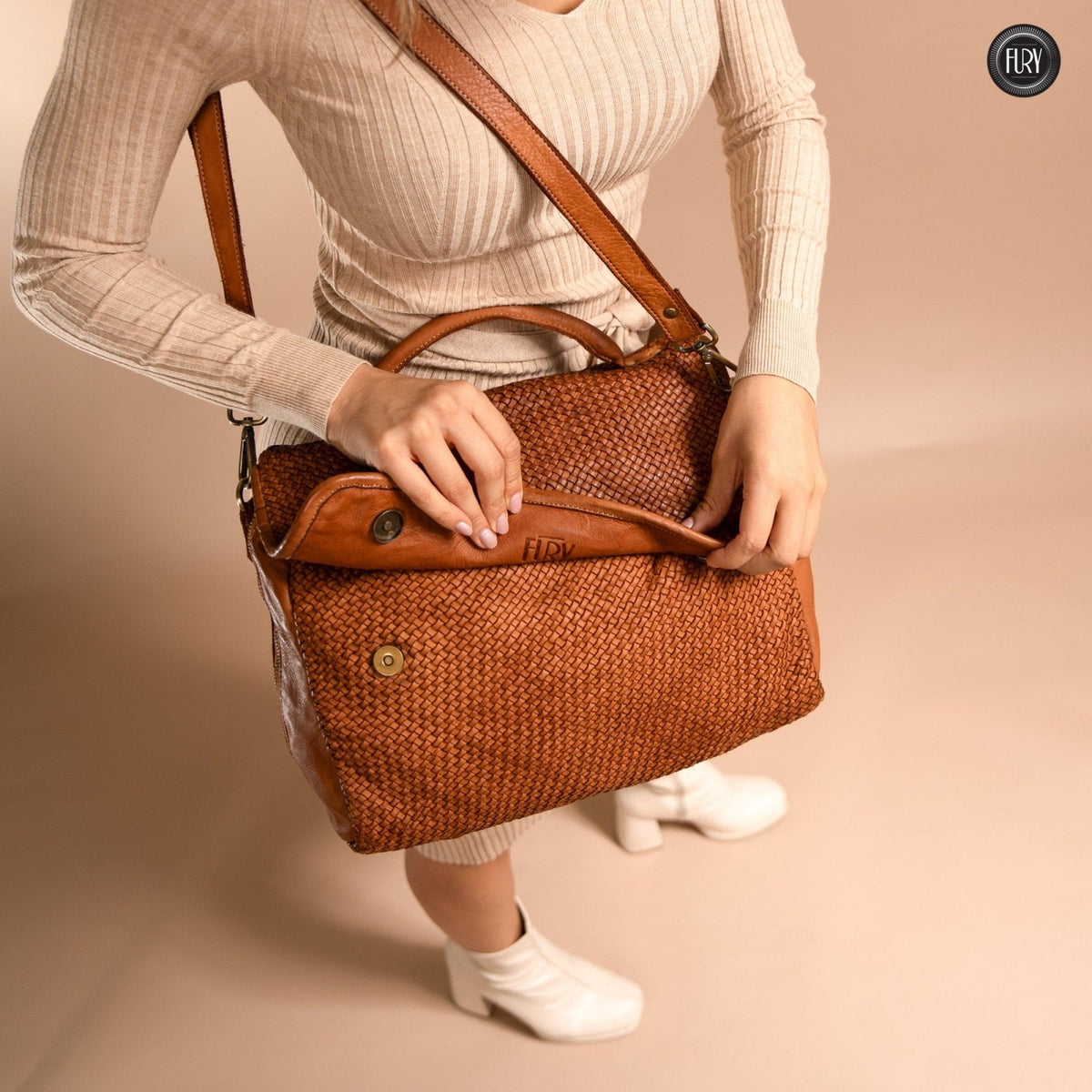 Borsa Siena Maxi in pelle intrecciata