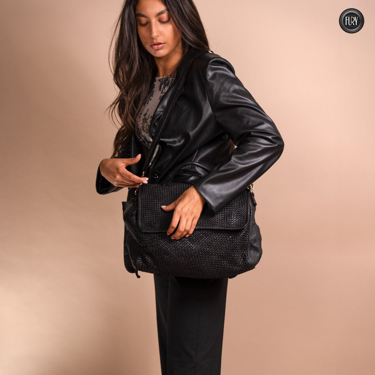 Borsa Siena Maxi in pelle intrecciata