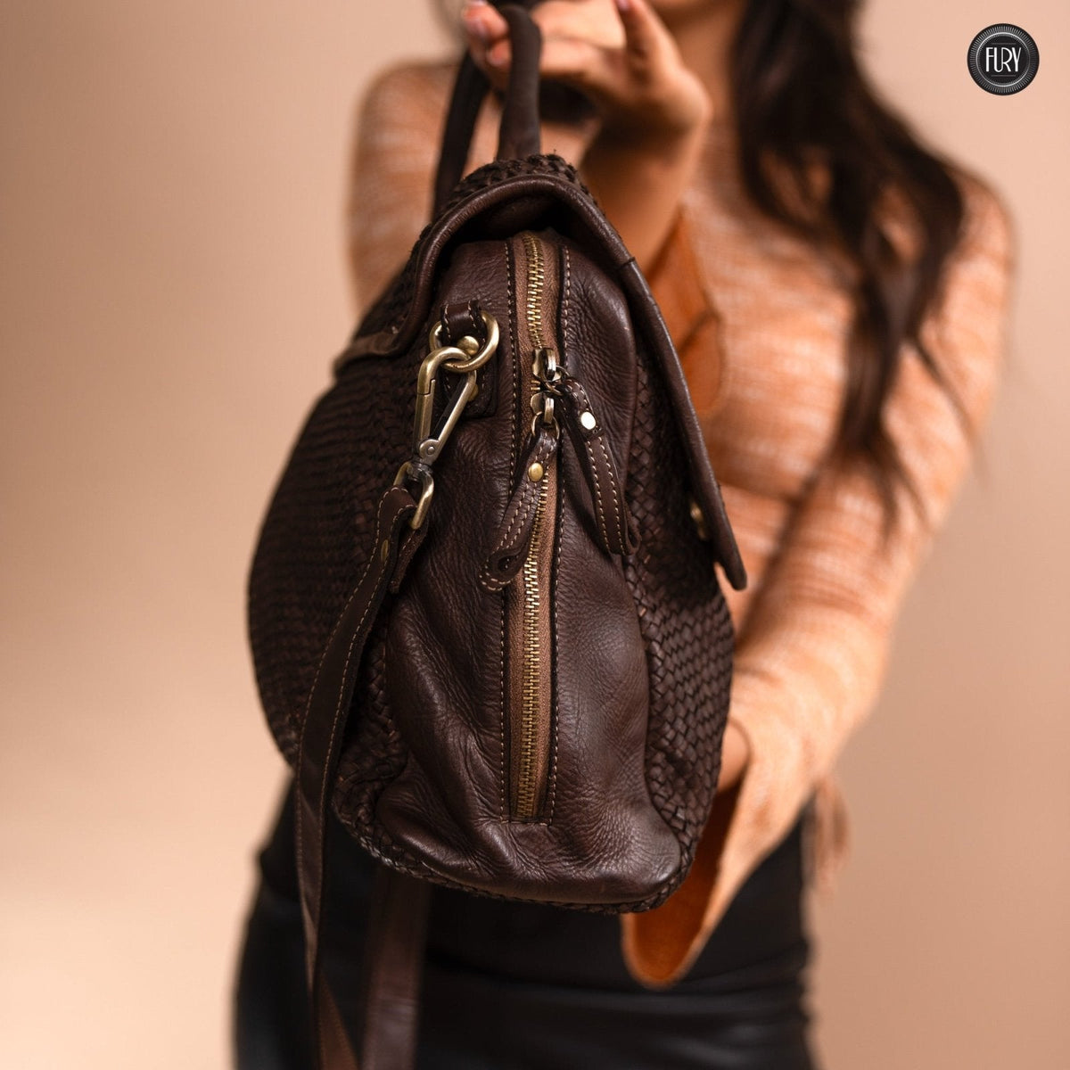 Borsa Siena Maxi in pelle intrecciata
