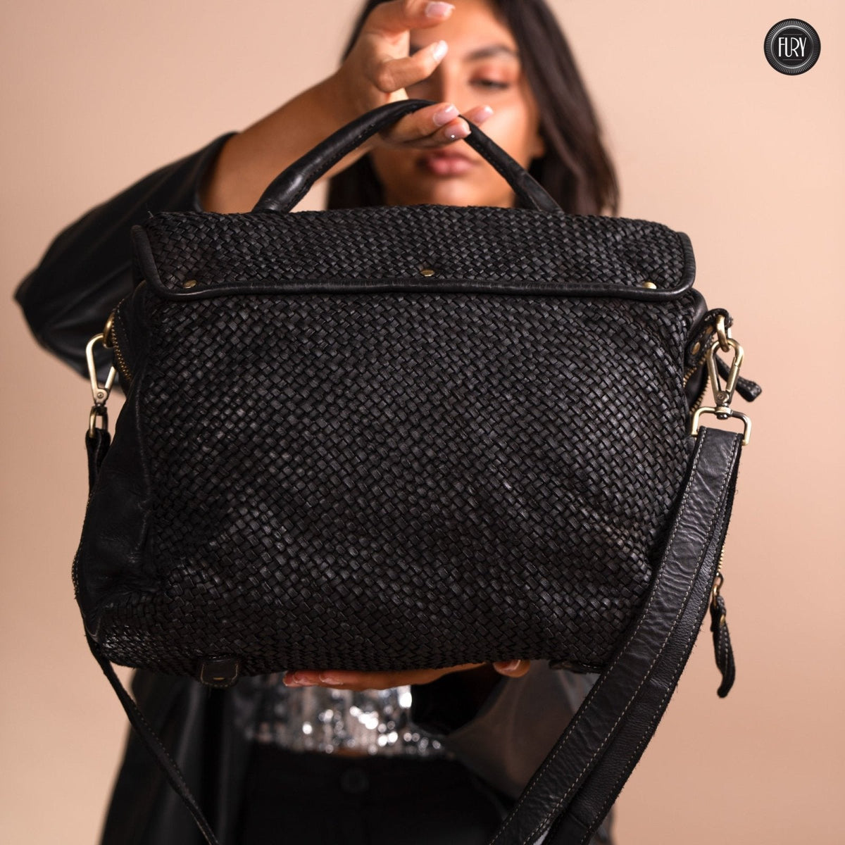 Borsa Siena Maxi in pelle intrecciata