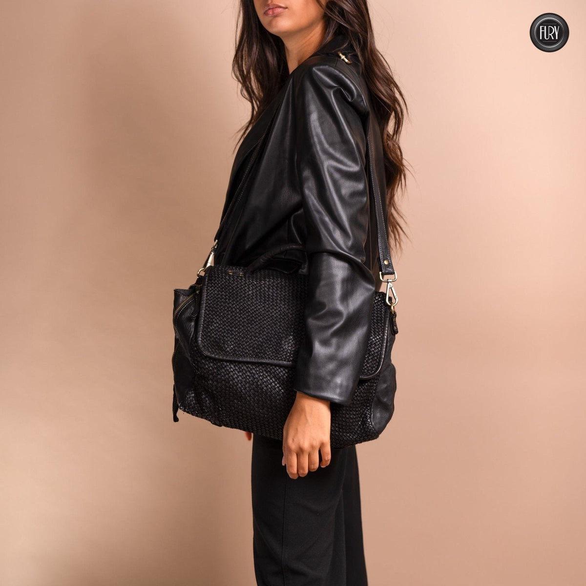Borsa Siena Maxi in pelle intrecciata
