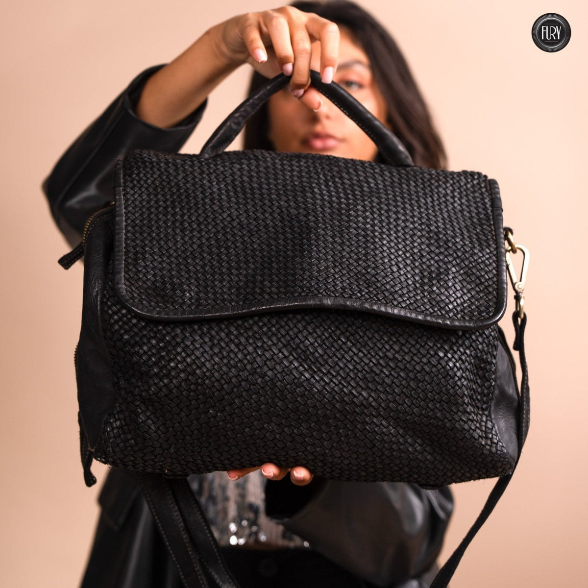 Borsa Siena Maxi in pelle intrecciata
