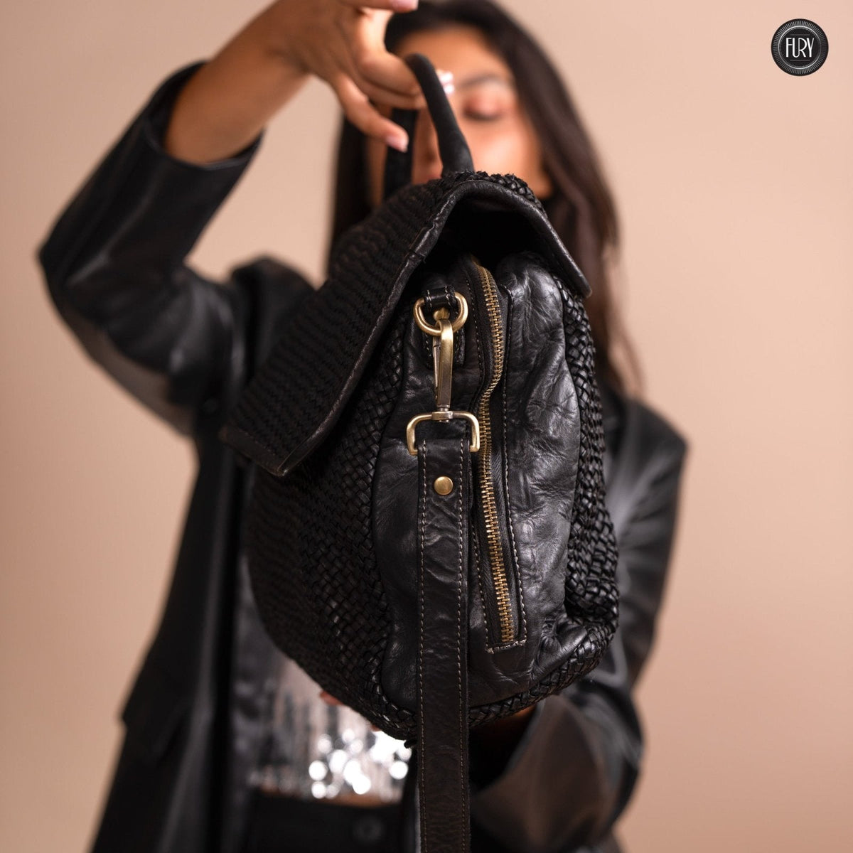 Borsa Siena Maxi in pelle intrecciata