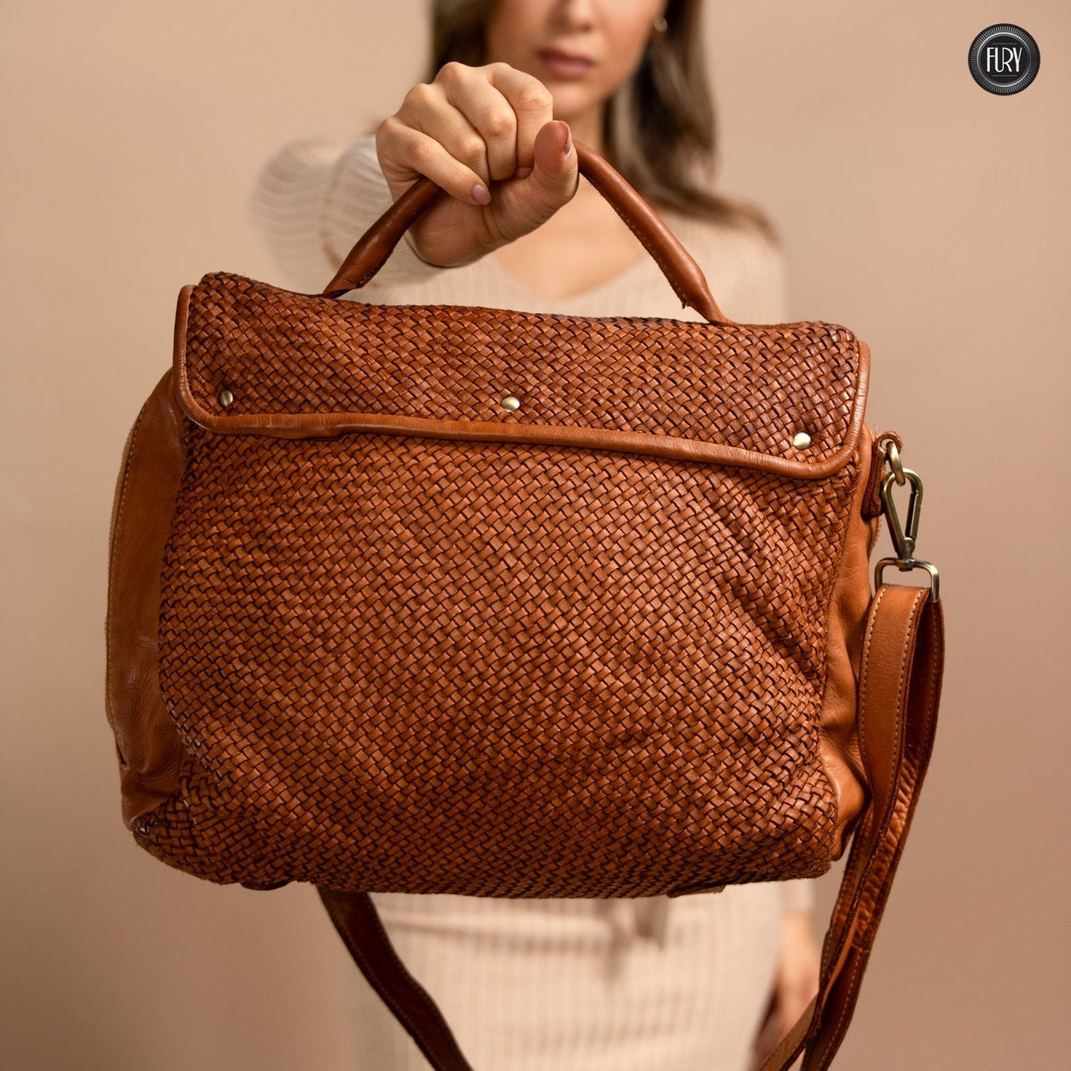 Borsa Siena Maxi in pelle intrecciata