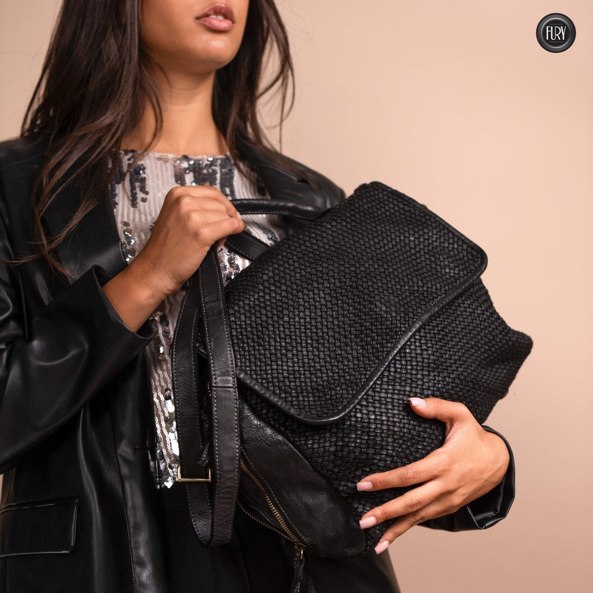 Borsa Siena Maxi in pelle intrecciata
