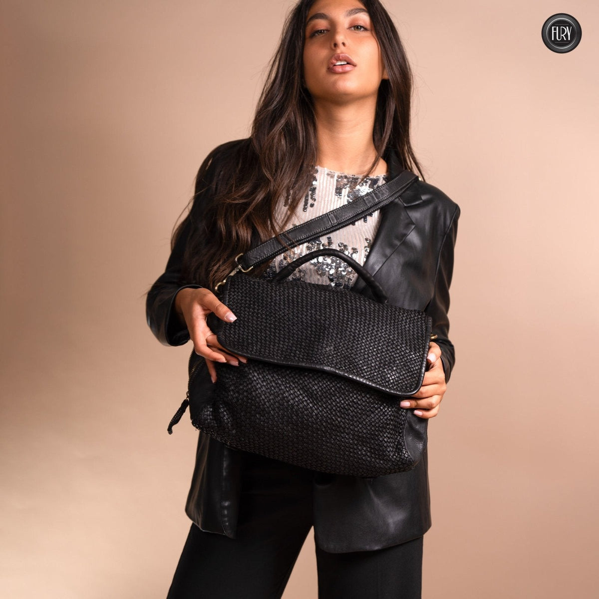 Borsa Siena Maxi in pelle intrecciata