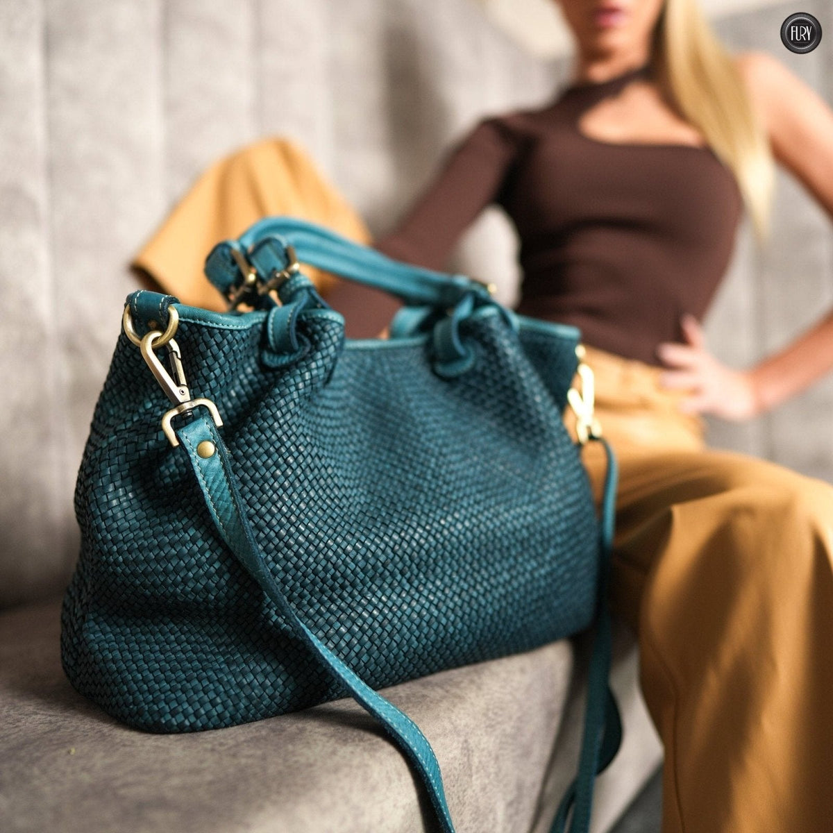 Borsa Talia in pelle intrecciata