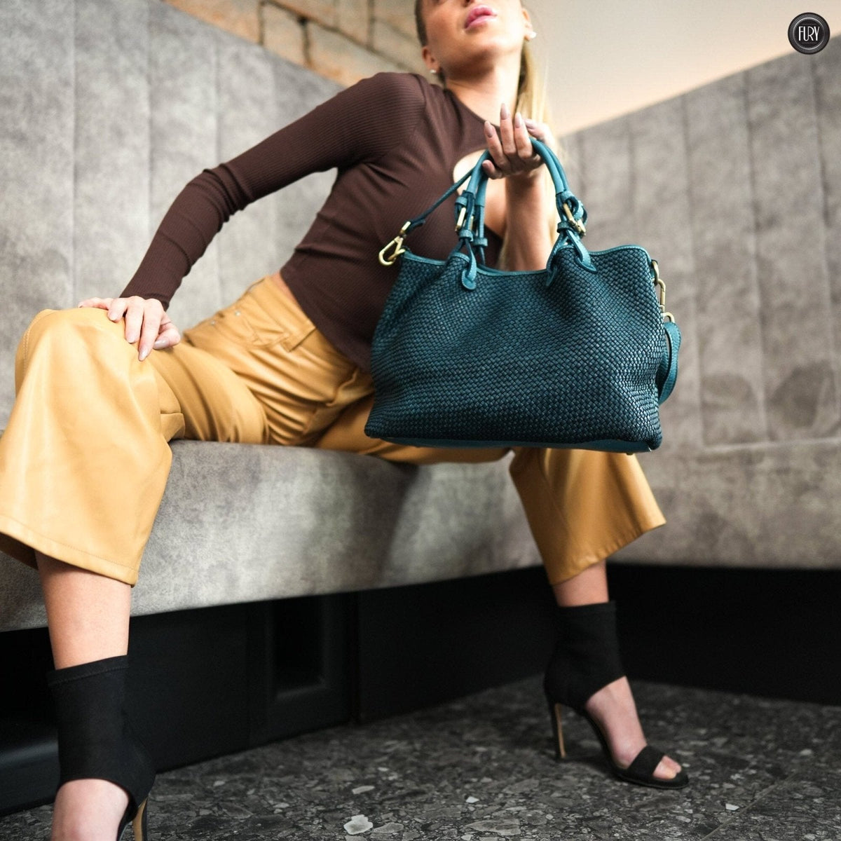 Borsa Talia in pelle intrecciata