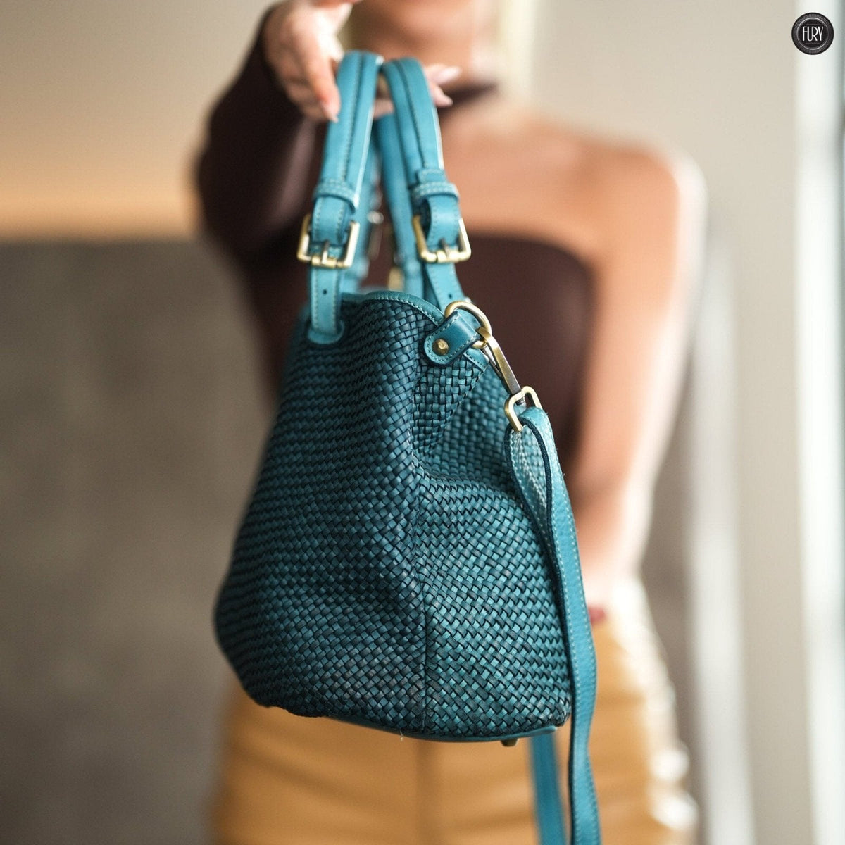 Borsa Talia in pelle intrecciata