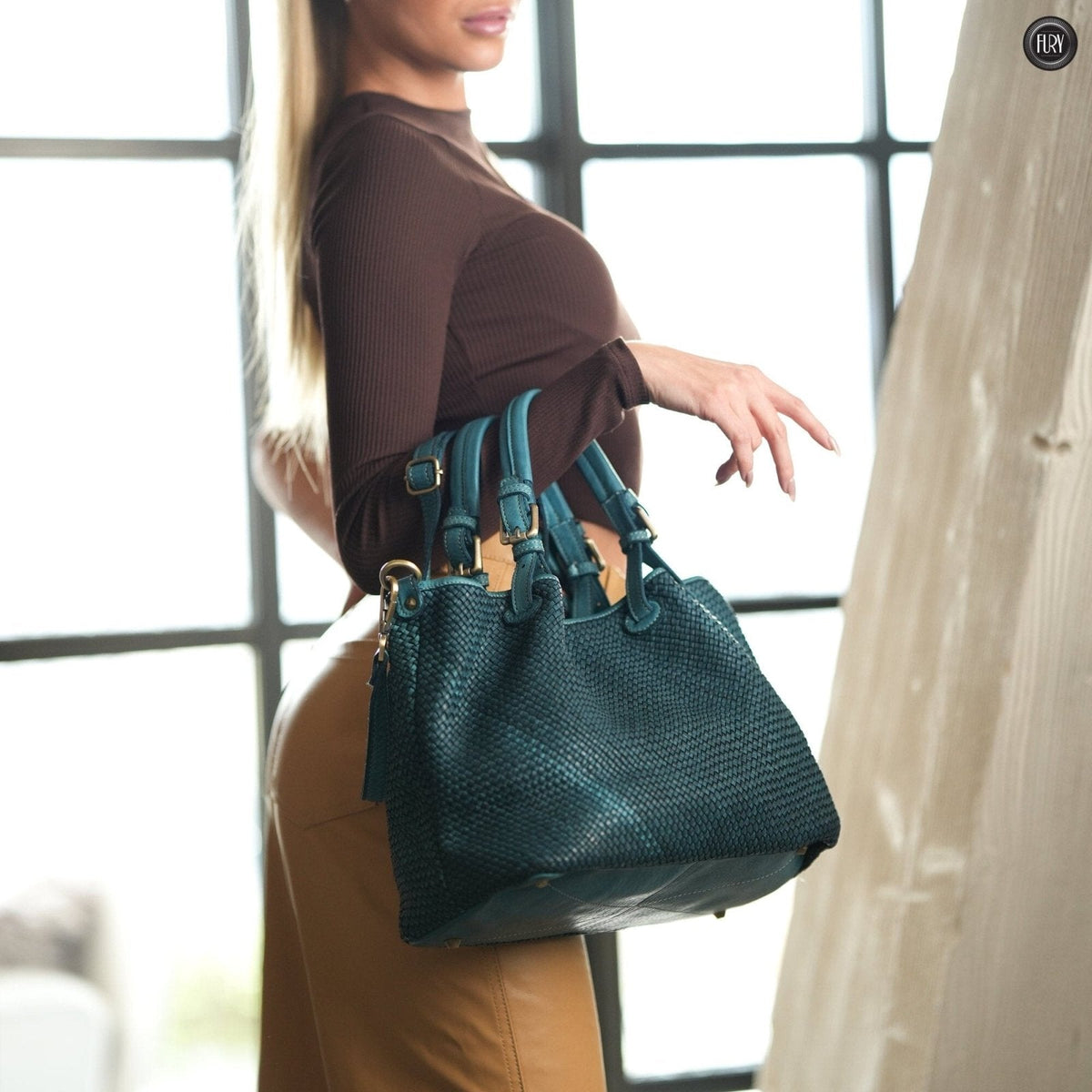 Borsa Talia in pelle intrecciata