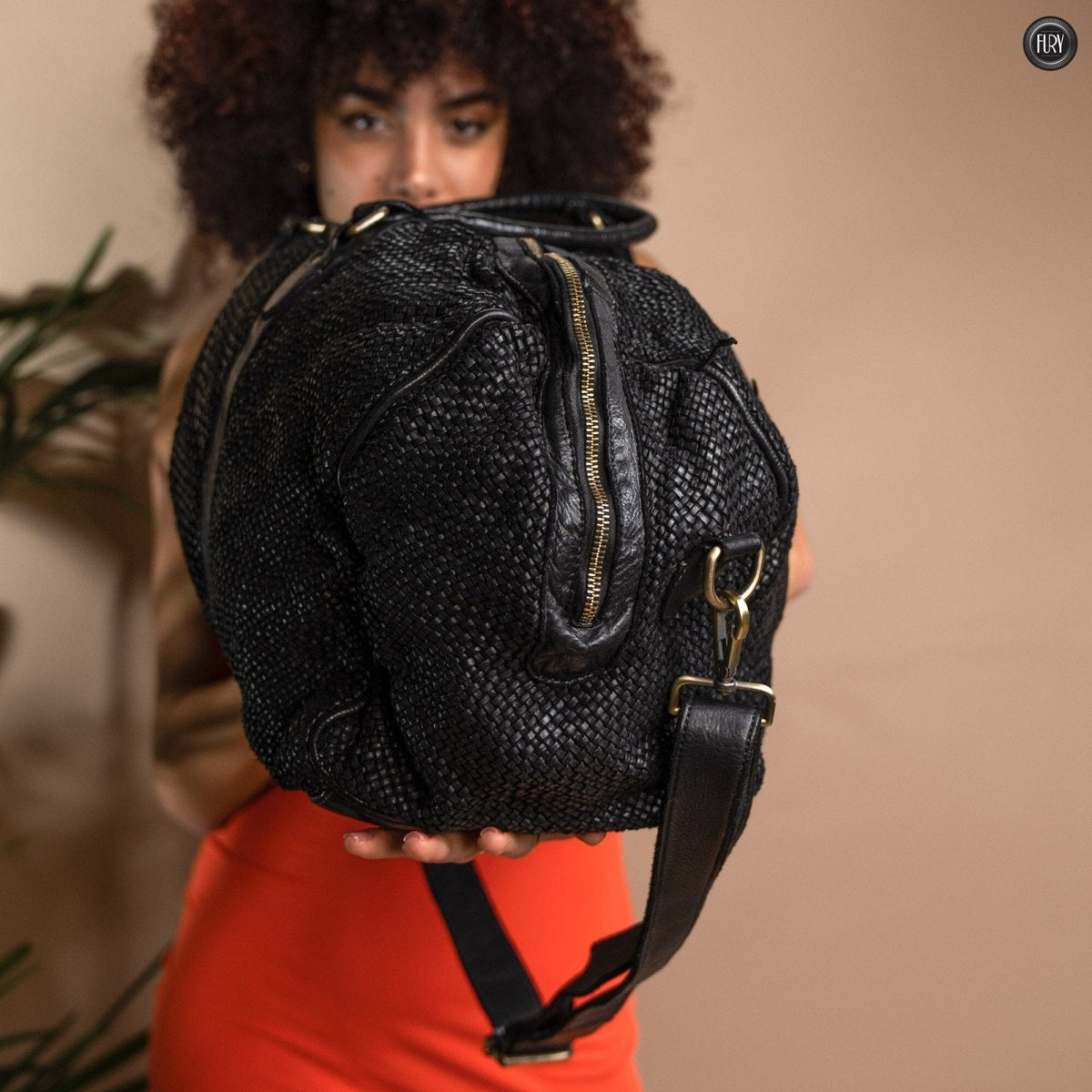 Borsone Magellano in pelle intrecciata