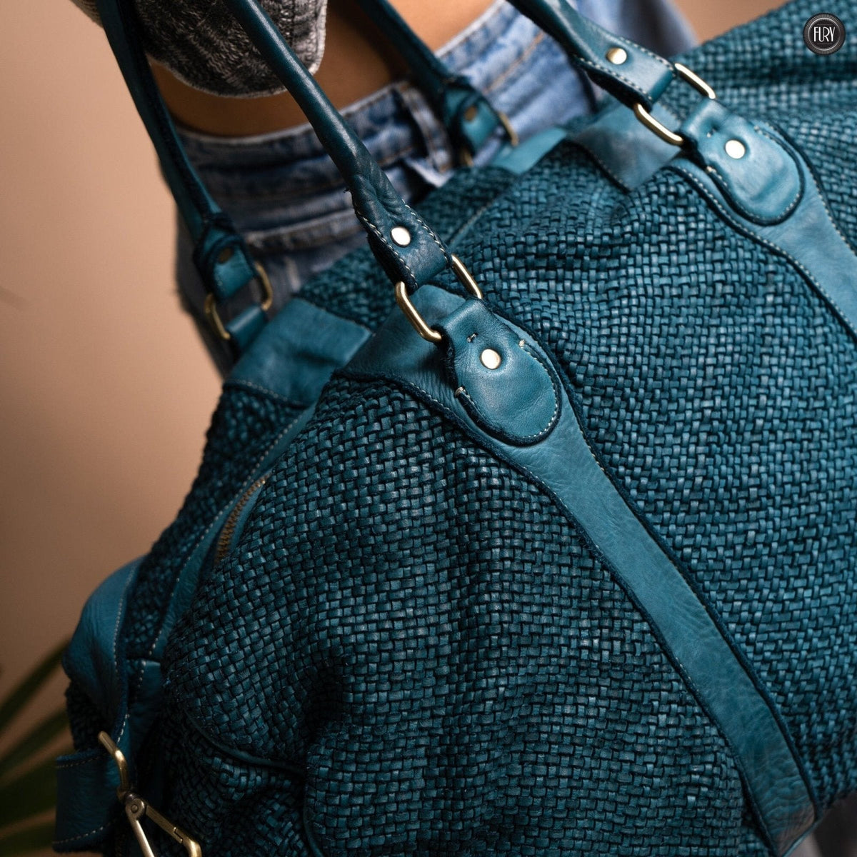 Borsone Magellano in pelle intrecciata