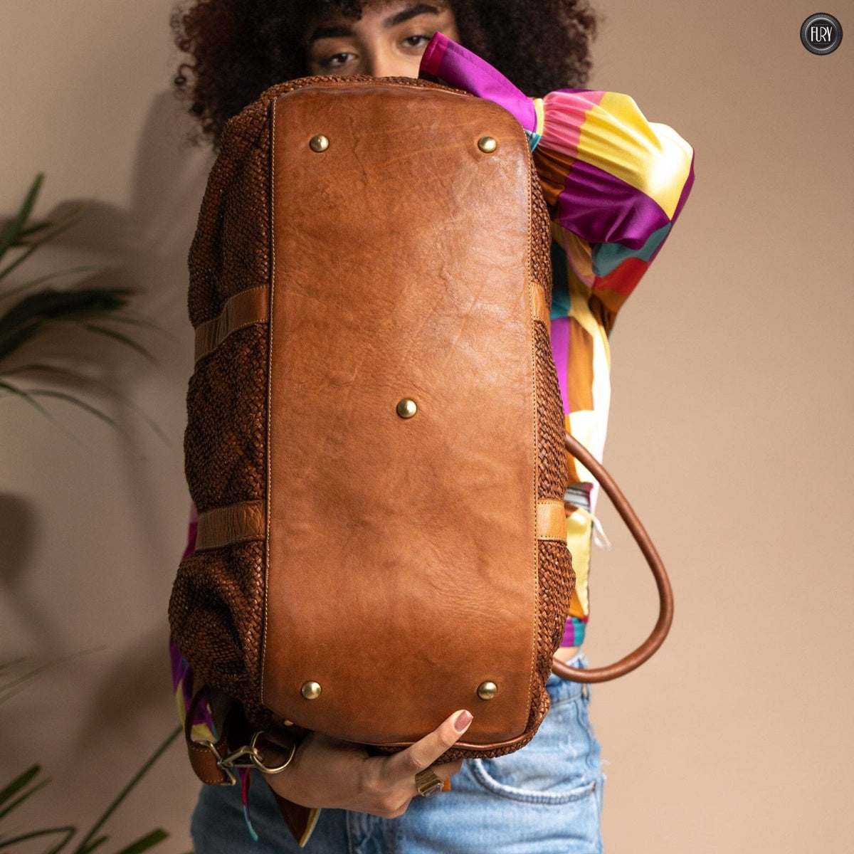Borsone Magellano in pelle intrecciata