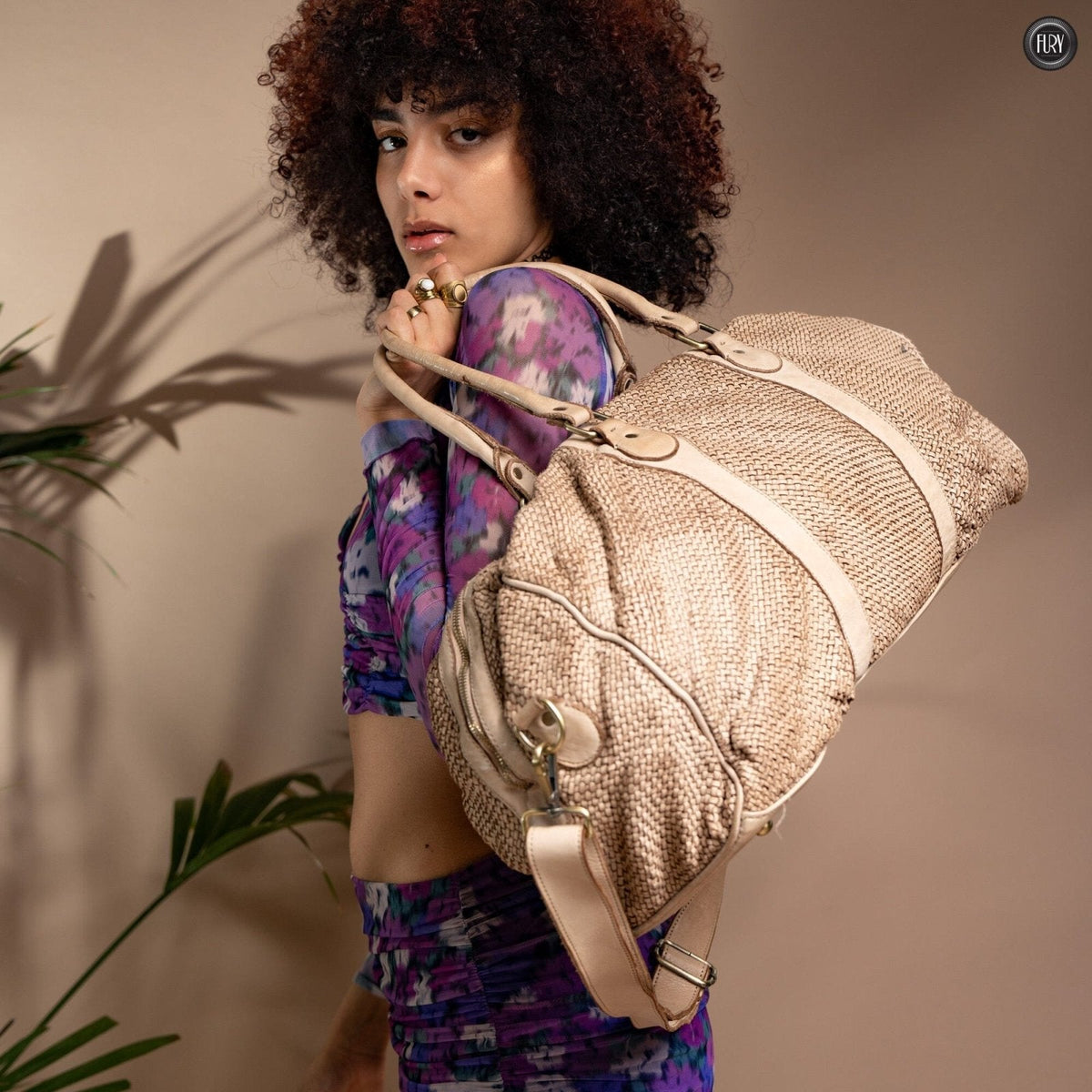 Borsone Magellano in pelle intrecciata