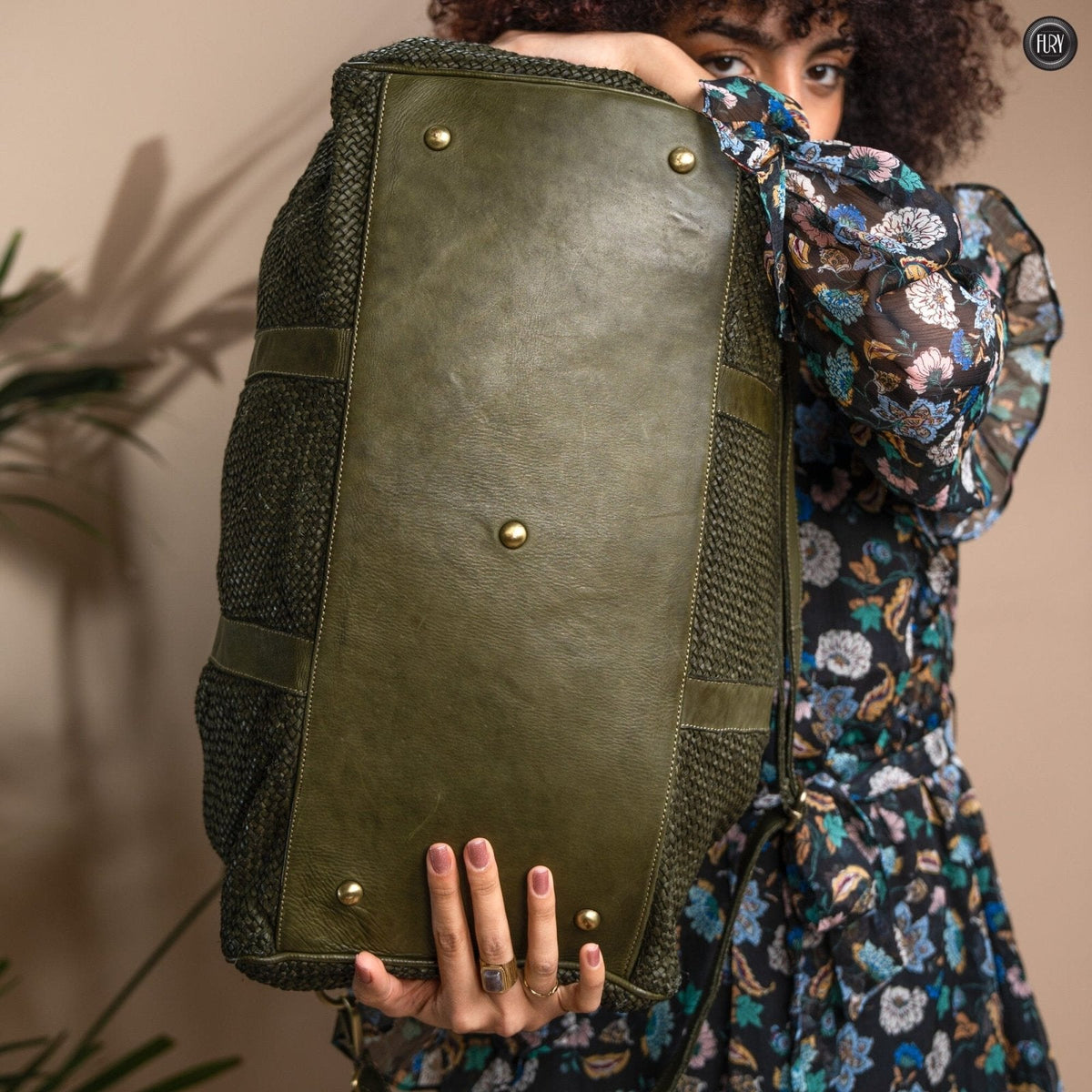 Borsone Magellano in pelle intrecciata