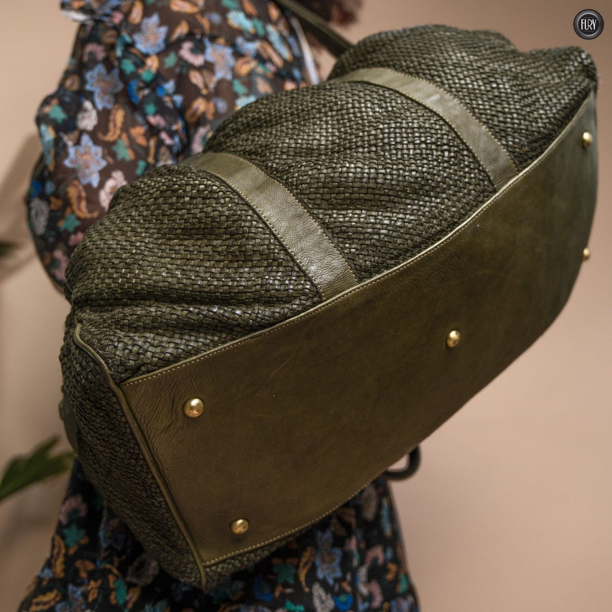 Borsone Magellano in pelle intrecciata