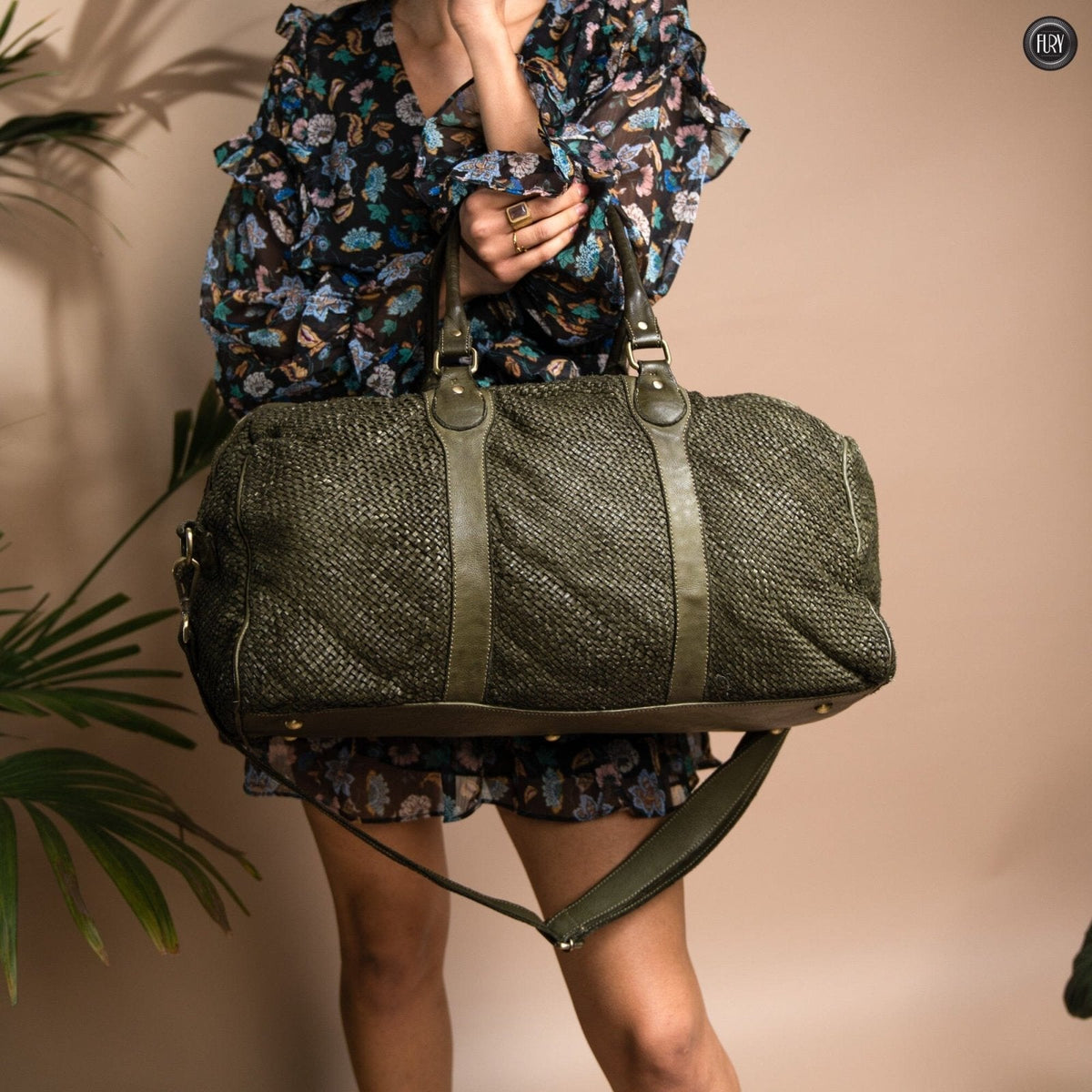 Borsone Magellano in pelle intrecciata