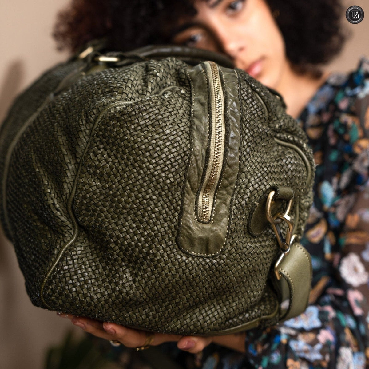 Borsone Magellano in pelle intrecciata