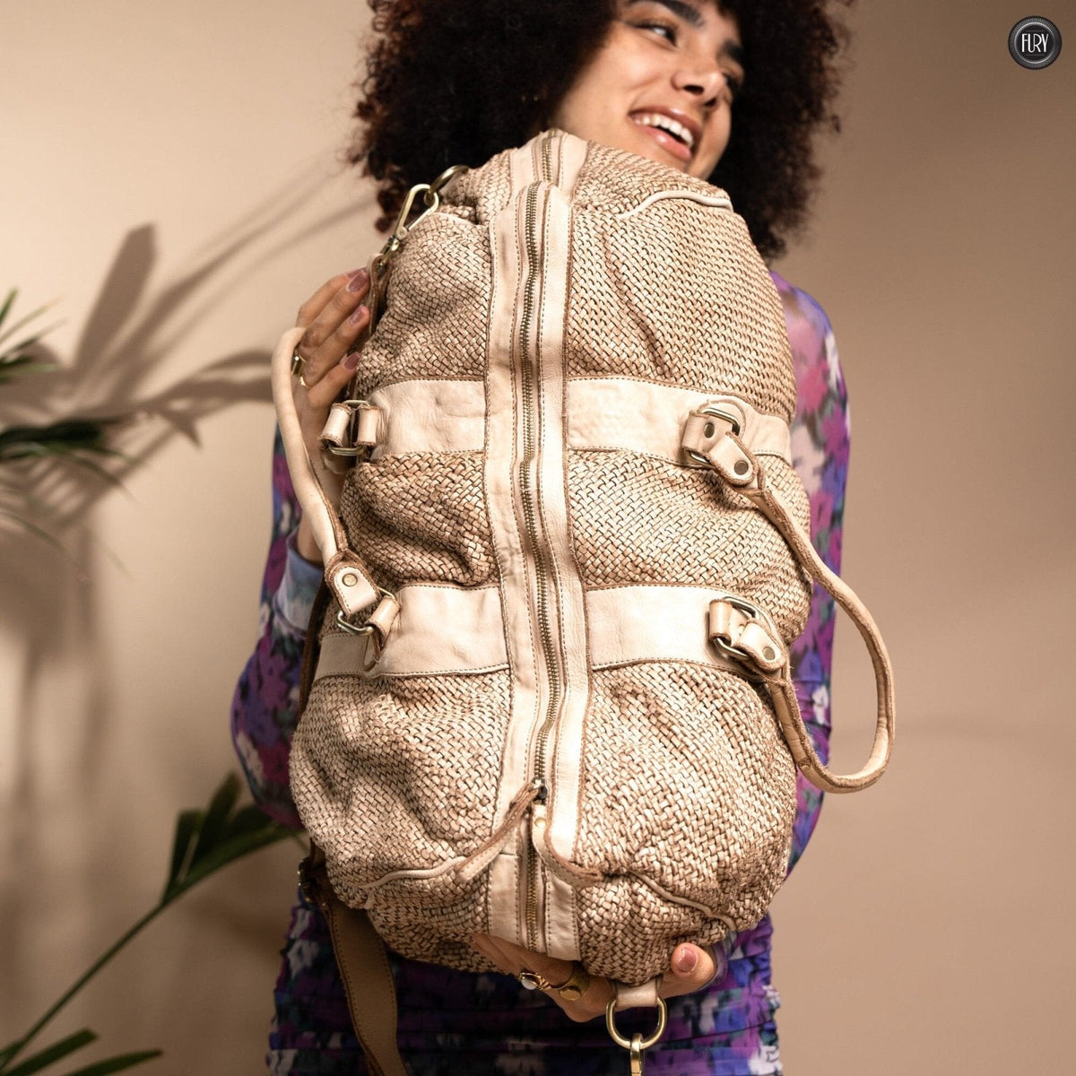 Borsone Magellano in pelle intrecciata