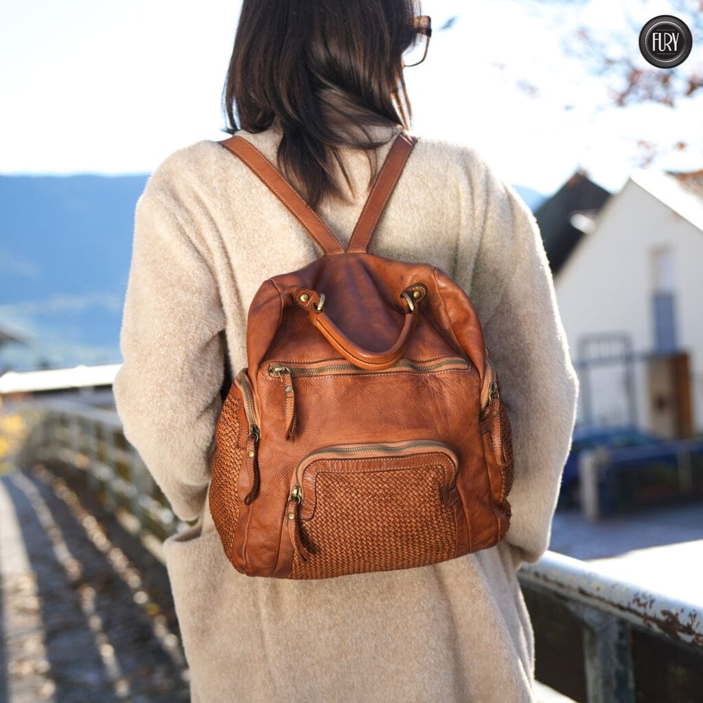 Zainetto Volterra in pelle intrecciata