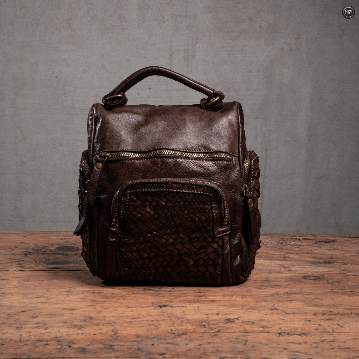 Zainetto Volterra reversibile in pelle intrecciata