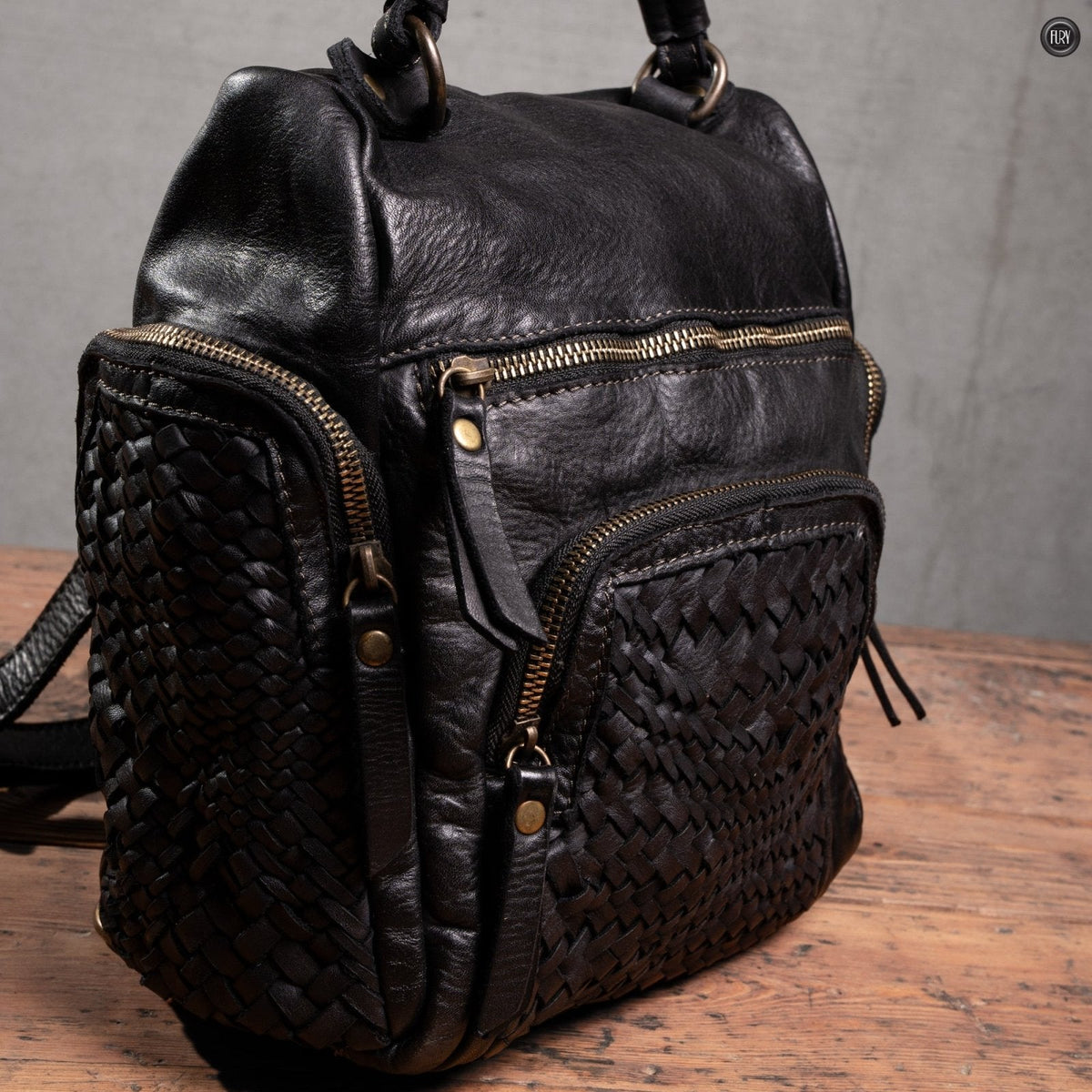 Zainetto Volterra reversibile in pelle intrecciata