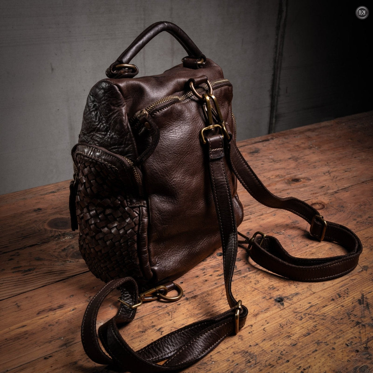 Zainetto Volterra reversibile in pelle intrecciata