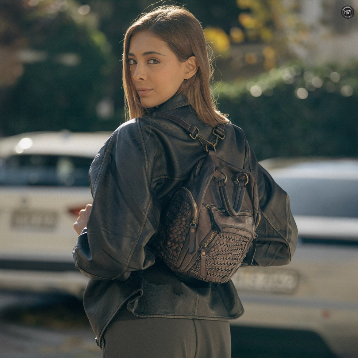 Zainetto Volterra reversibile in pelle intrecciata