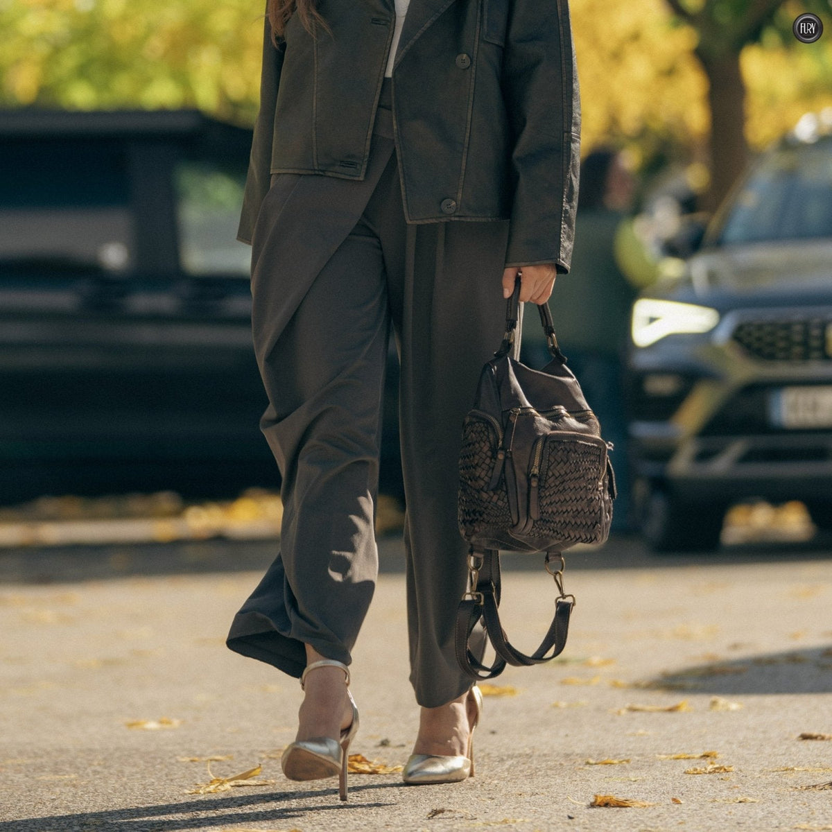 Zainetto Volterra reversibile in pelle intrecciata