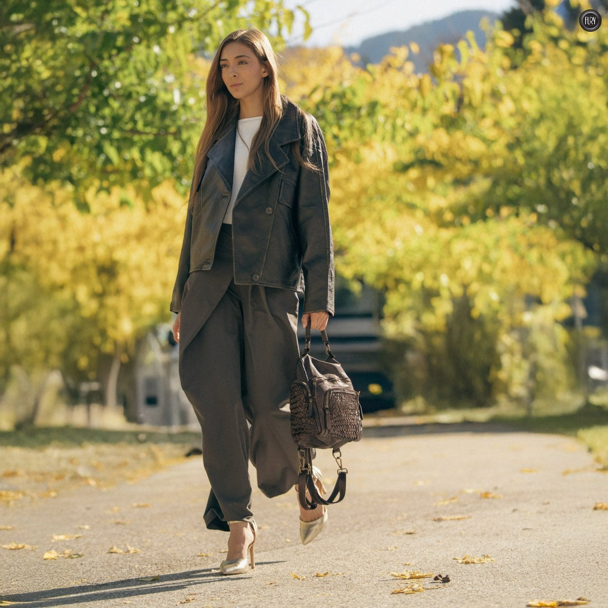 Zainetto Volterra reversibile in pelle intrecciata