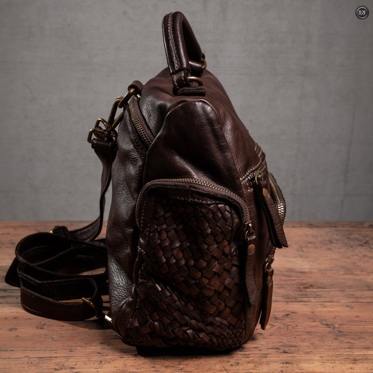 Zainetto Volterra reversibile in pelle intrecciata