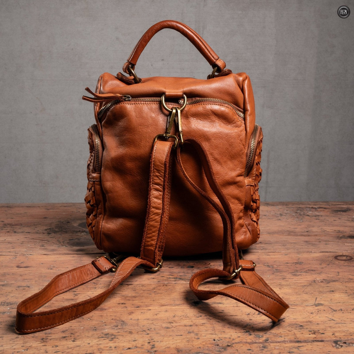 Zainetto Volterra reversibile in pelle intrecciata