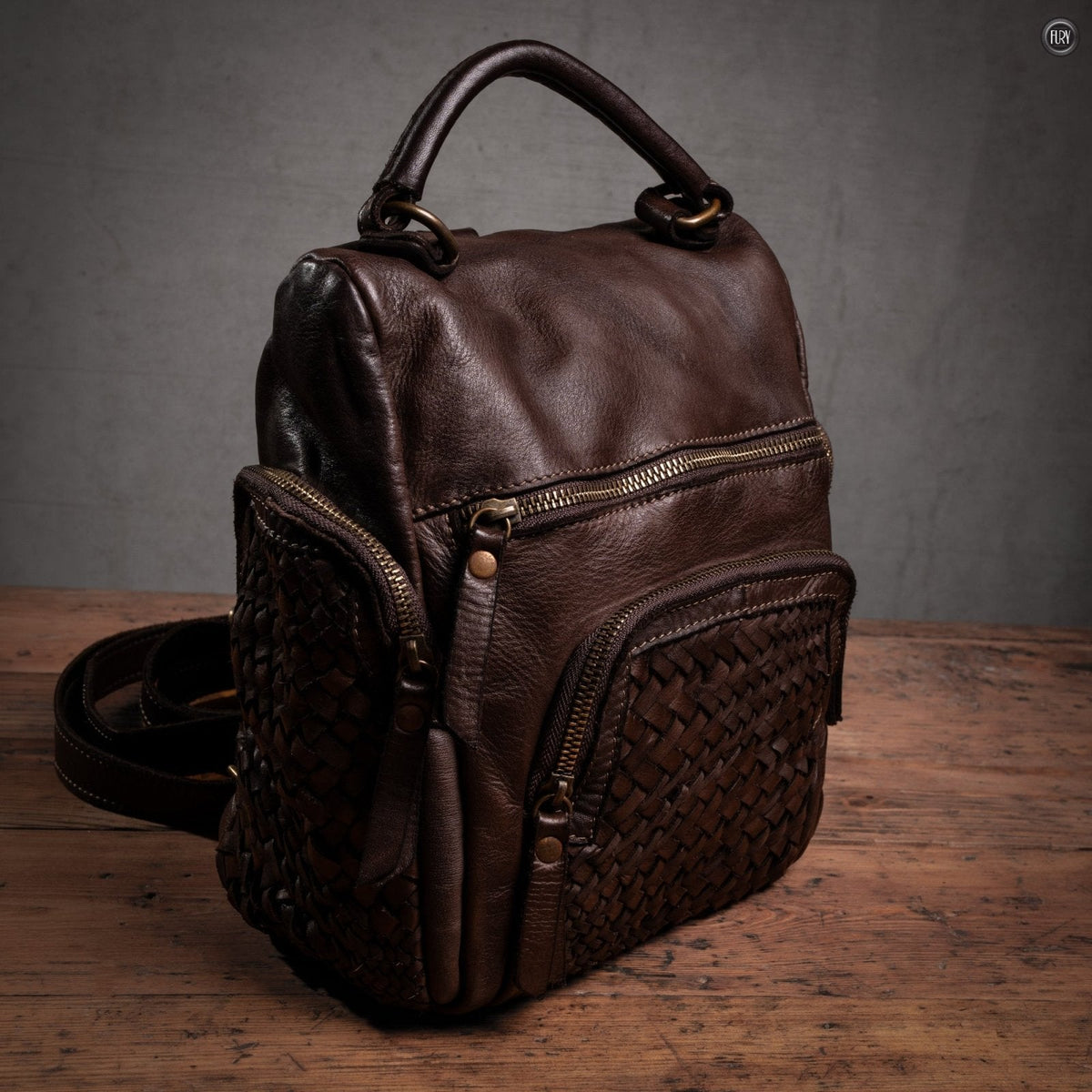 Zainetto Volterra reversibile in pelle intrecciata