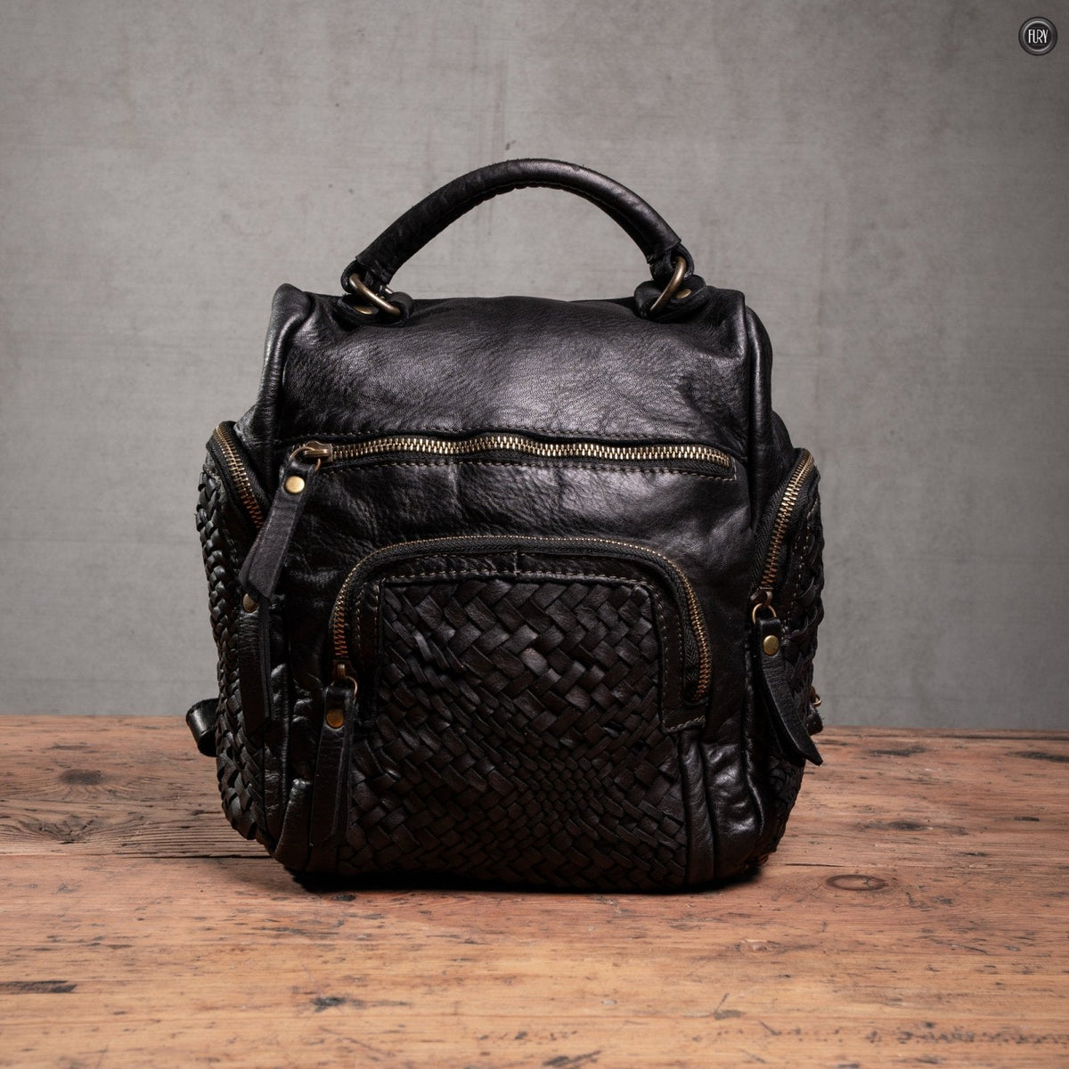 Zainetto Volterra reversibile in pelle intrecciata