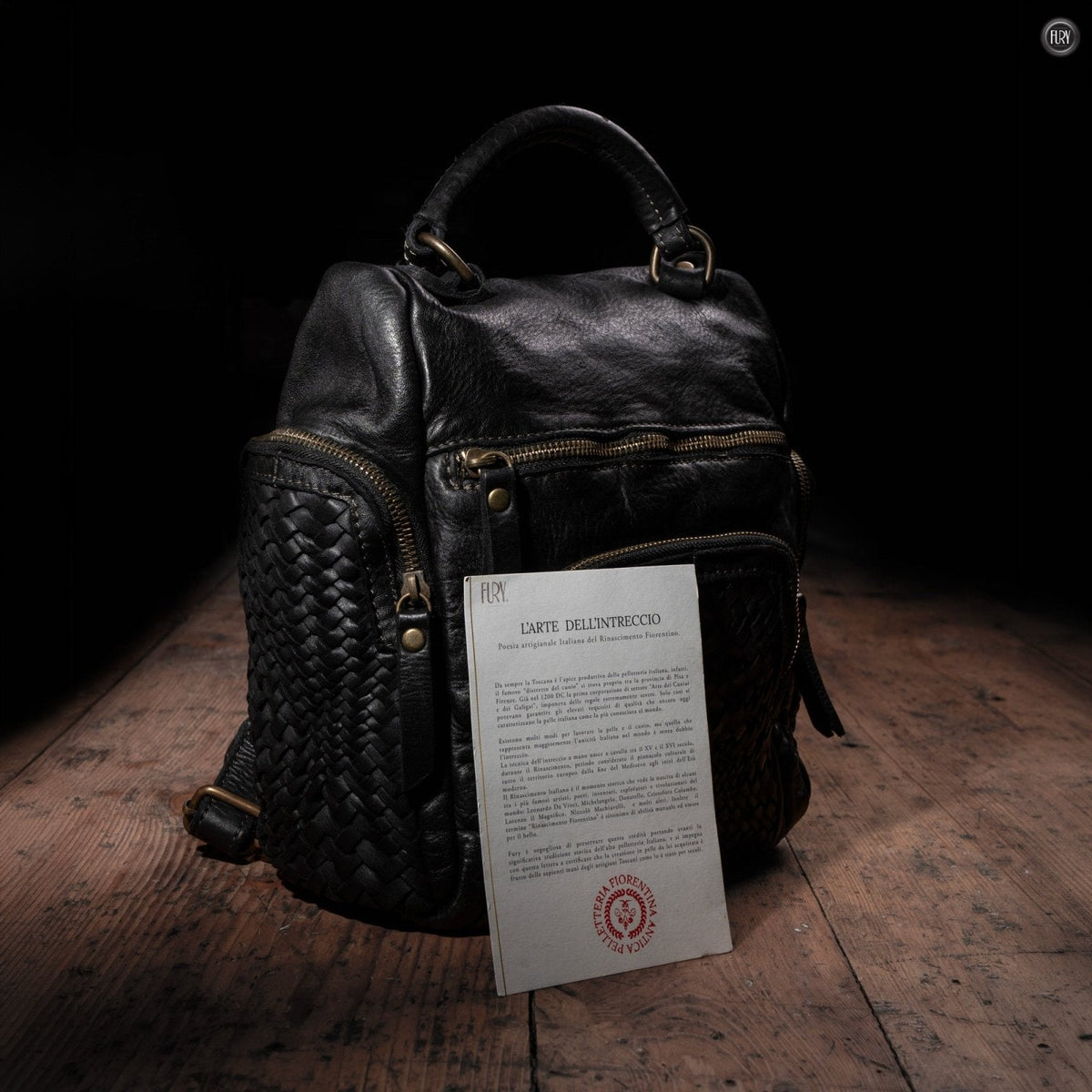 Zainetto Volterra reversibile in pelle intrecciata