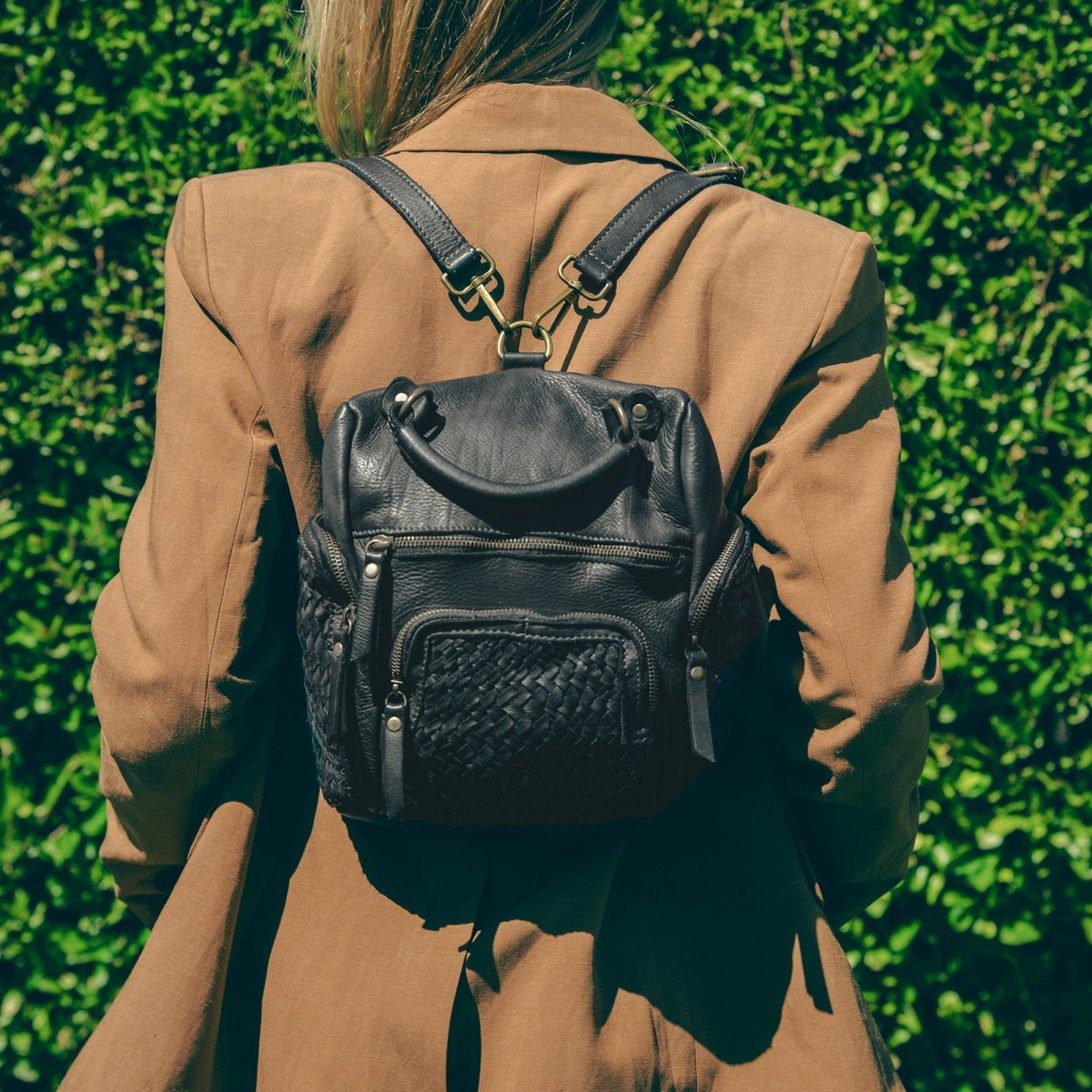 Zainetto Volterra reversibile in pelle intrecciata