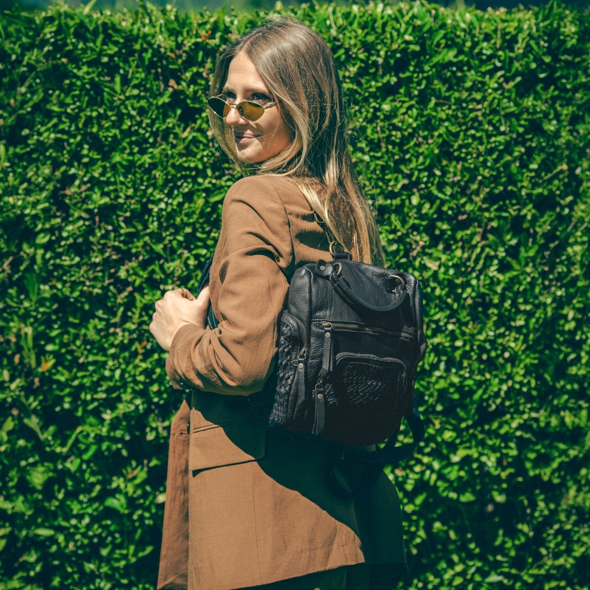 Zainetto Volterra reversibile in pelle intrecciata