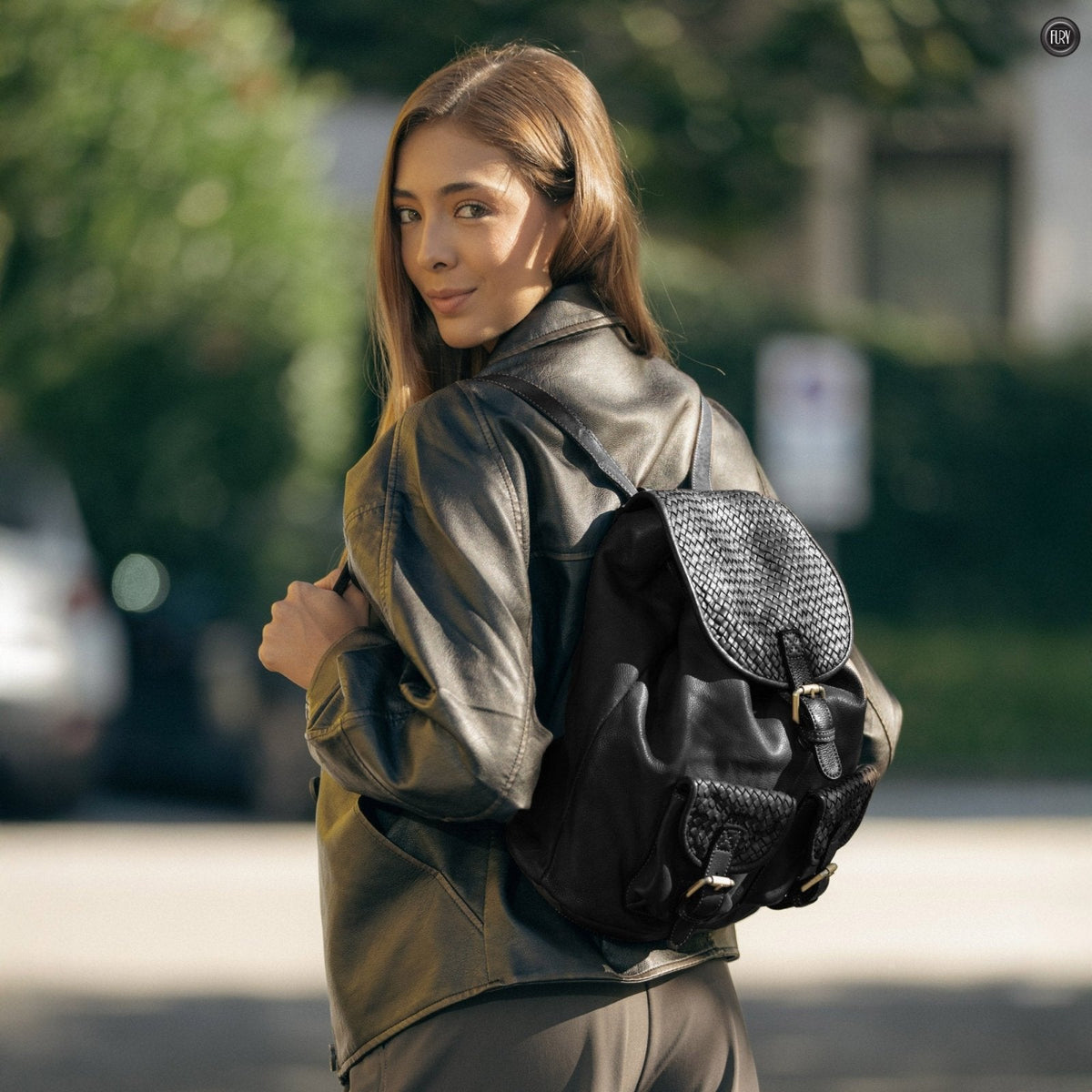 Zaino Lorenzo in pelle intrecciata
